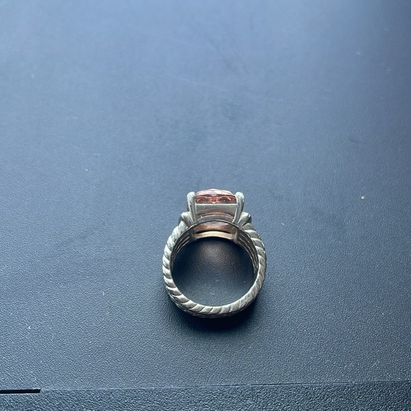 David Yurman Wheaton® Ring in Sterling Silver, Morganite & Pavé Diamonds - Picture 9 of 10